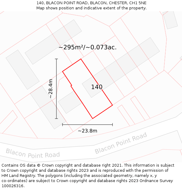 140, BLACON POINT ROAD, BLACON, CHESTER, CH1 5NE: Plot and title map