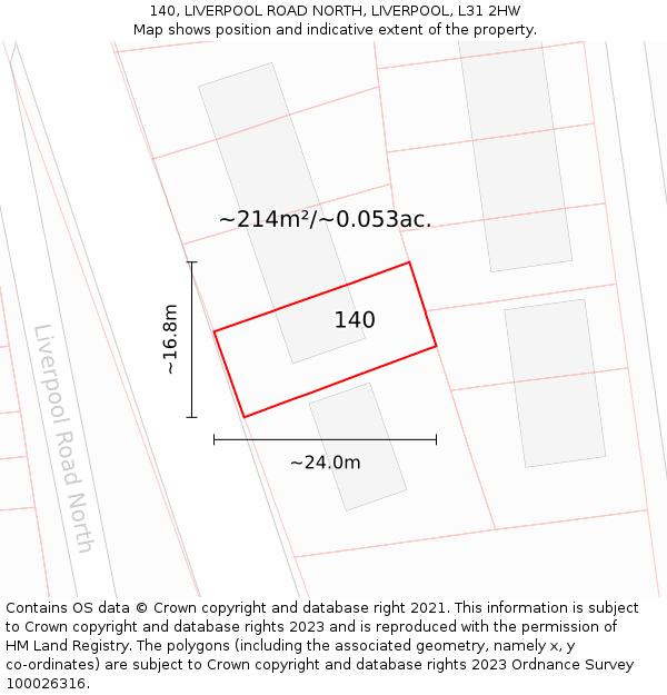 140, LIVERPOOL ROAD NORTH, LIVERPOOL, L31 2HW: Plot and title map