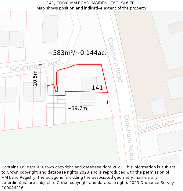 141, COOKHAM ROAD, MAIDENHEAD, SL6 7EU: Plot and title map