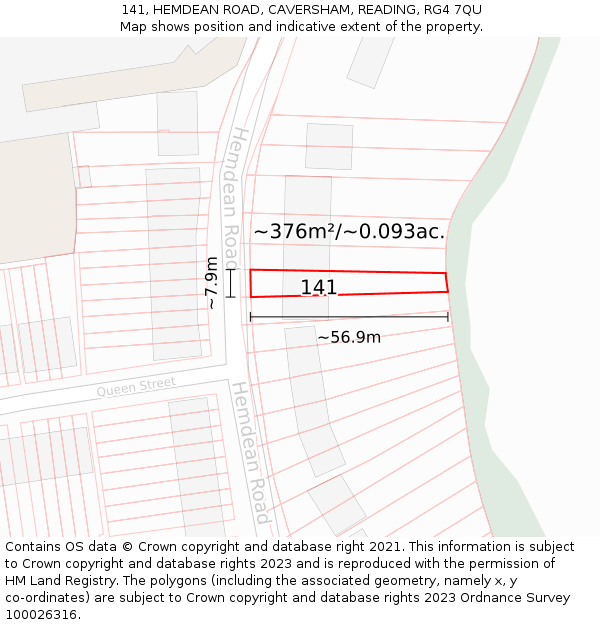 141, HEMDEAN ROAD, CAVERSHAM, READING, RG4 7QU: Plot and title map