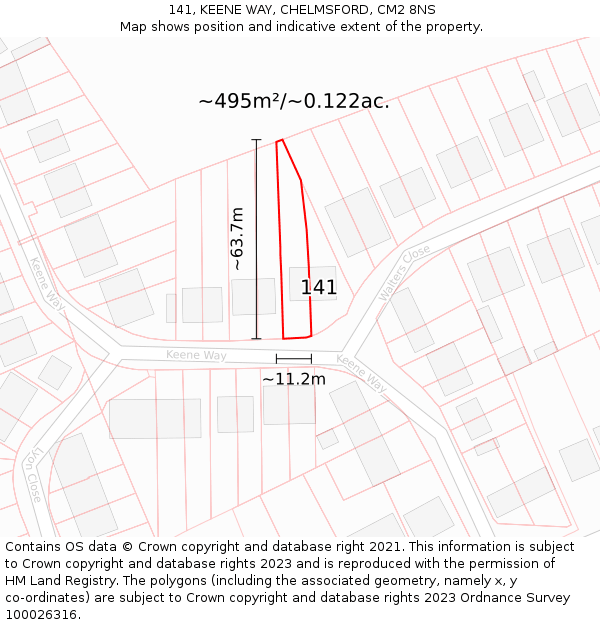 141, KEENE WAY, CHELMSFORD, CM2 8NS: Plot and title map