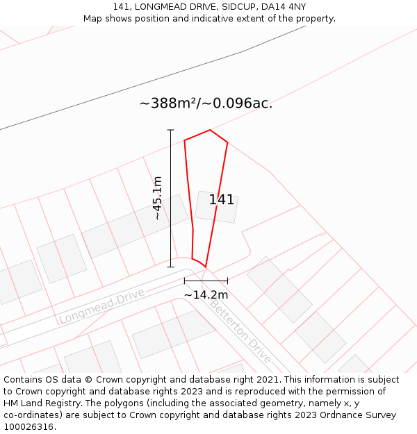 141, LONGMEAD DRIVE, SIDCUP, DA14 4NY: Plot and title map