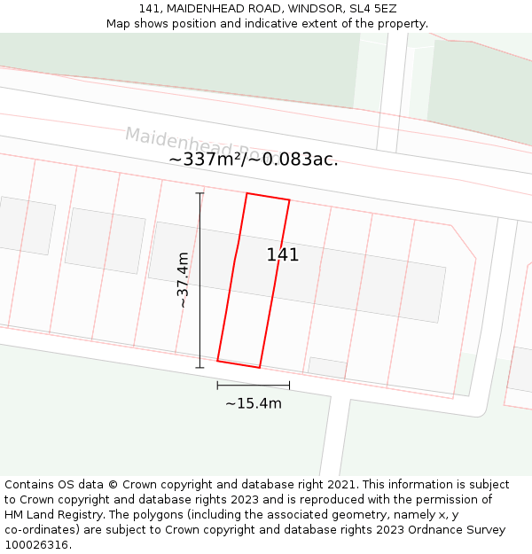 141, MAIDENHEAD ROAD, WINDSOR, SL4 5EZ: Plot and title map