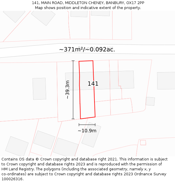 141, MAIN ROAD, MIDDLETON CHENEY, BANBURY, OX17 2PP: Plot and title map