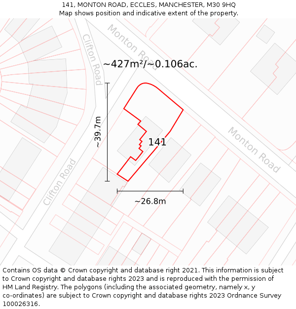 141, MONTON ROAD, ECCLES, MANCHESTER, M30 9HQ: Plot and title map