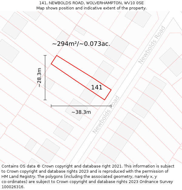 141, NEWBOLDS ROAD, WOLVERHAMPTON, WV10 0SE: Plot and title map