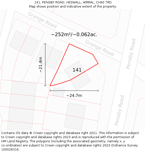 141, PENSBY ROAD, HESWALL, WIRRAL, CH60 7RD: Plot and title map