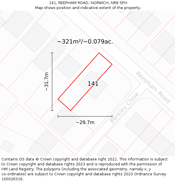 141, REEPHAM ROAD, NORWICH, NR6 5PH: Plot and title map