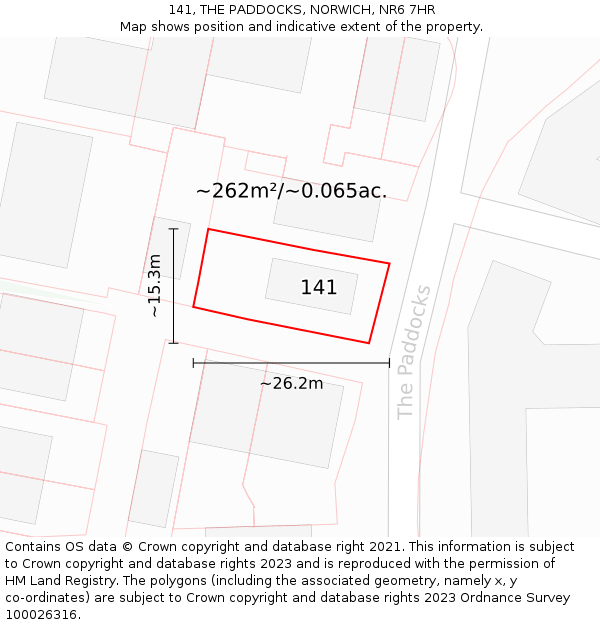 141, THE PADDOCKS, NORWICH, NR6 7HR: Plot and title map