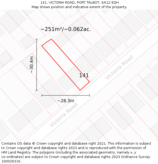 141, VICTORIA ROAD, PORT TALBOT, SA12 6QH: Plot and title map