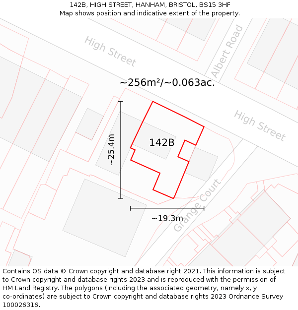 142B, HIGH STREET, HANHAM, BRISTOL, BS15 3HF: Plot and title map