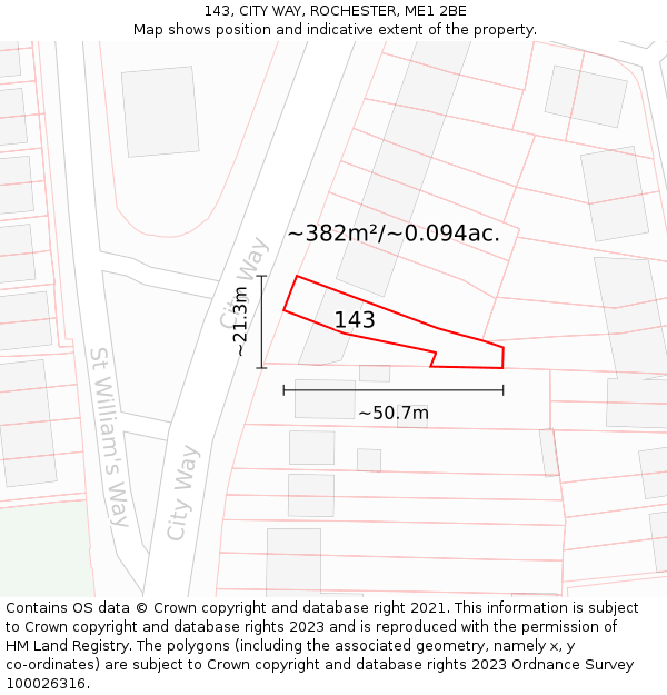 143, CITY WAY, ROCHESTER, ME1 2BE: Plot and title map