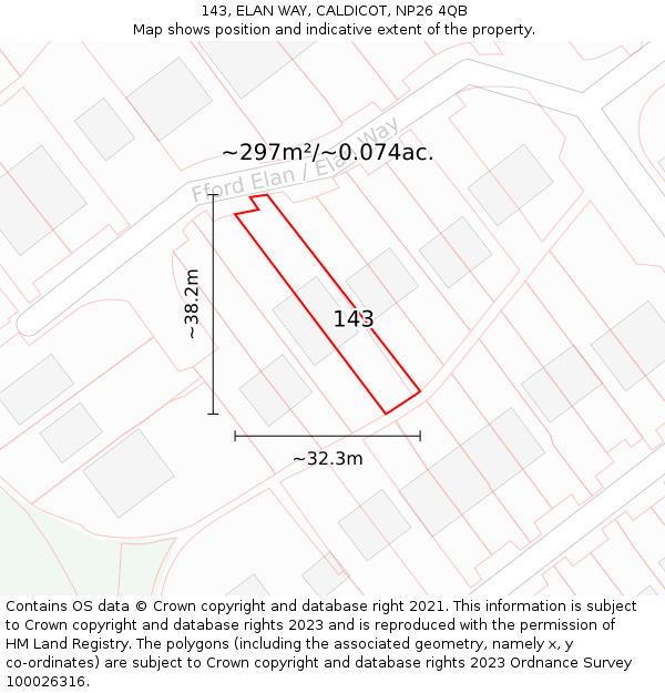 143, ELAN WAY, CALDICOT, NP26 4QB: Plot and title map