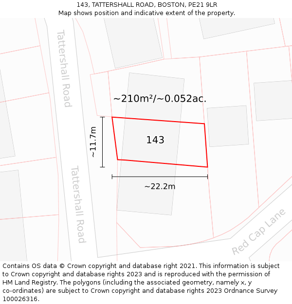 143, TATTERSHALL ROAD, BOSTON, PE21 9LR: Plot and title map