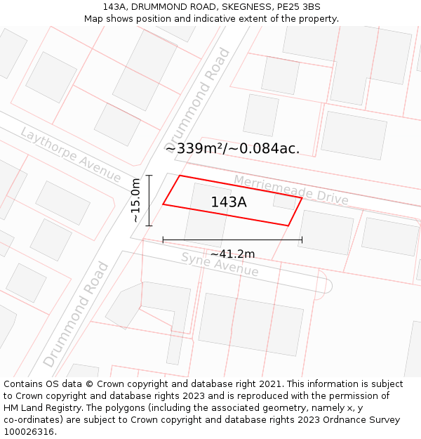 143A, DRUMMOND ROAD, SKEGNESS, PE25 3BS: Plot and title map
