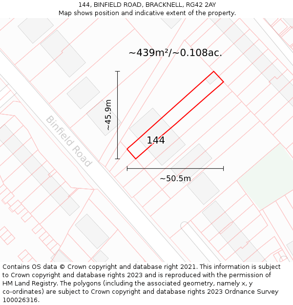 144, BINFIELD ROAD, BRACKNELL, RG42 2AY: Plot and title map