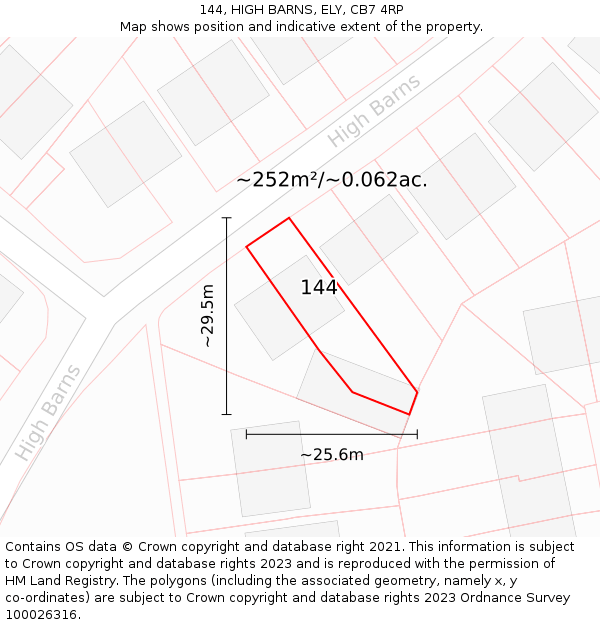 144, HIGH BARNS, ELY, CB7 4RP: Plot and title map