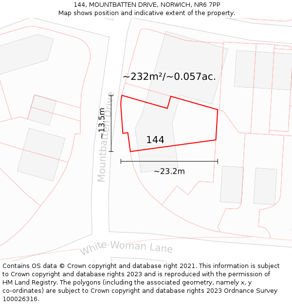 144, MOUNTBATTEN DRIVE, NORWICH, NR6 7PP: Plot and title map