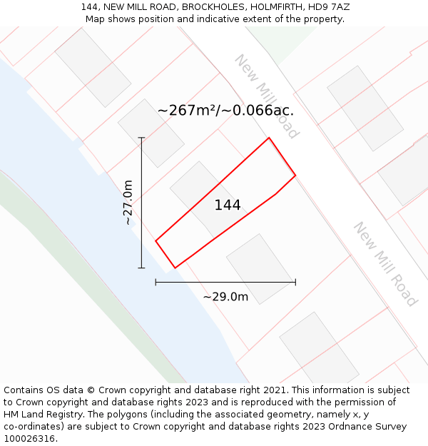 144, NEW MILL ROAD, BROCKHOLES, HOLMFIRTH, HD9 7AZ: Plot and title map