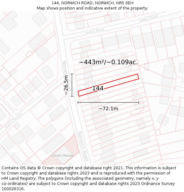 144, NORWICH ROAD, NORWICH, NR5 0EH: Plot and title map