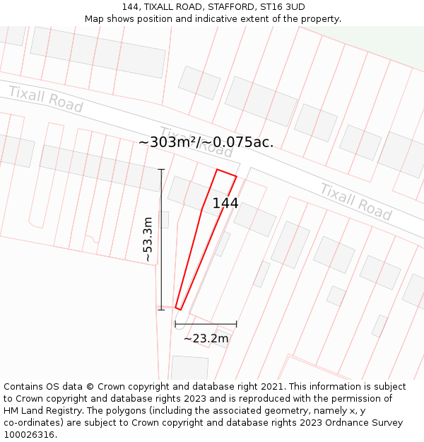 144, TIXALL ROAD, STAFFORD, ST16 3UD: Plot and title map