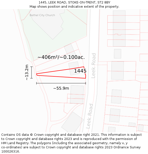 1445, LEEK ROAD, STOKE-ON-TRENT, ST2 8BY: Plot and title map