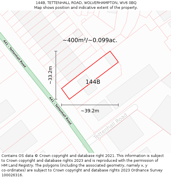 144B, TETTENHALL ROAD, WOLVERHAMPTON, WV6 0BQ: Plot and title map