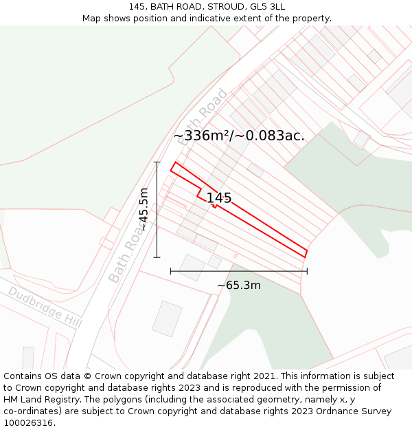 145, BATH ROAD, STROUD, GL5 3LL: Plot and title map