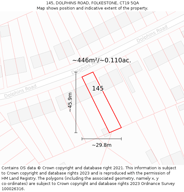 145, DOLPHINS ROAD, FOLKESTONE, CT19 5QA: Plot and title map
