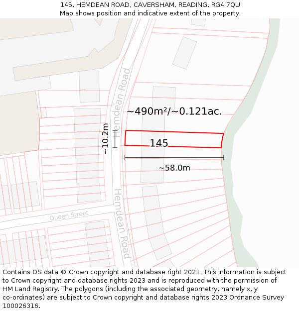 145, HEMDEAN ROAD, CAVERSHAM, READING, RG4 7QU: Plot and title map