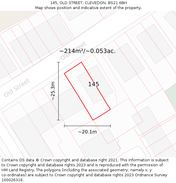 145, OLD STREET, CLEVEDON, BS21 6BH: Plot and title map