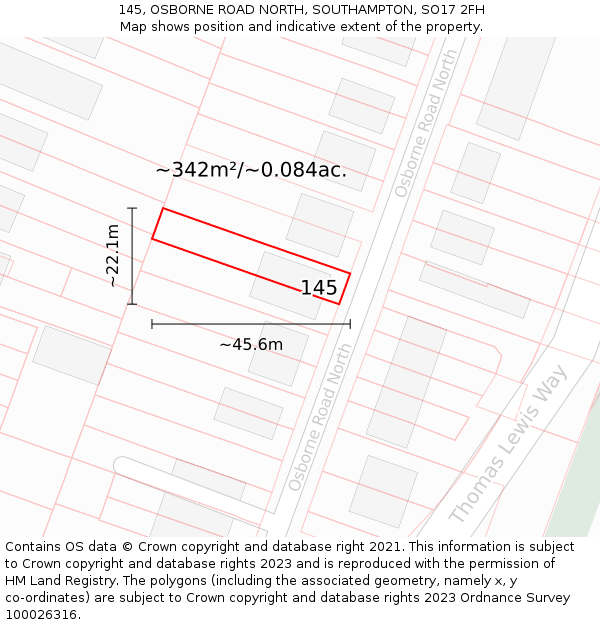 145, OSBORNE ROAD NORTH, SOUTHAMPTON, SO17 2FH: Plot and title map