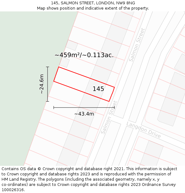 145, SALMON STREET, LONDON, NW9 8NG: Plot and title map