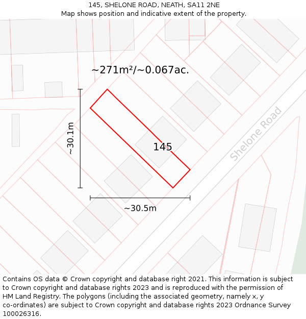145, SHELONE ROAD, NEATH, SA11 2NE: Plot and title map