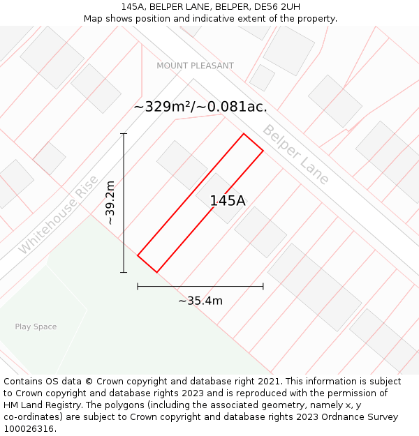 145A, BELPER LANE, BELPER, DE56 2UH: Plot and title map