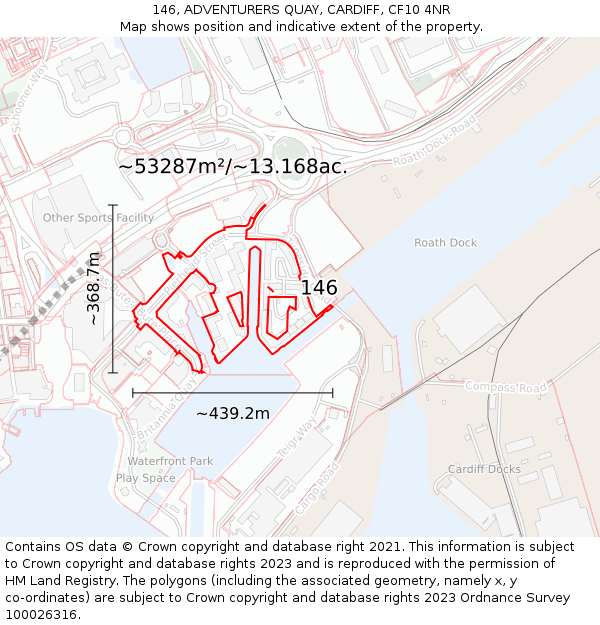 146, ADVENTURERS QUAY, CARDIFF, CF10 4NR: Plot and title map