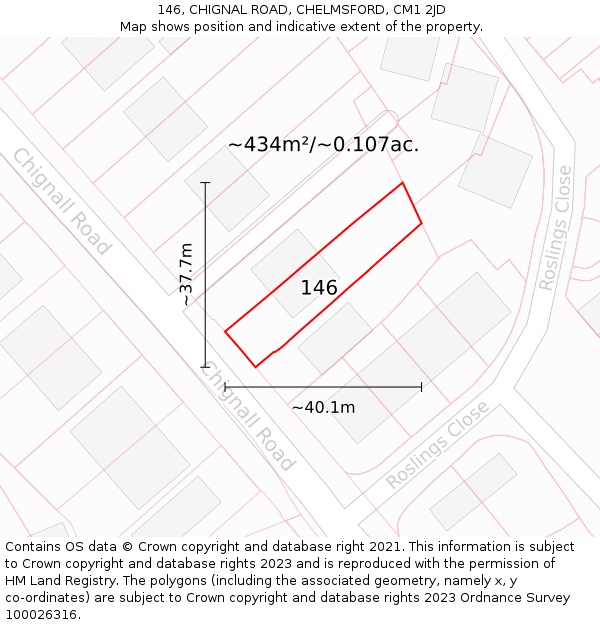 146, CHIGNAL ROAD, CHELMSFORD, CM1 2JD: Plot and title map