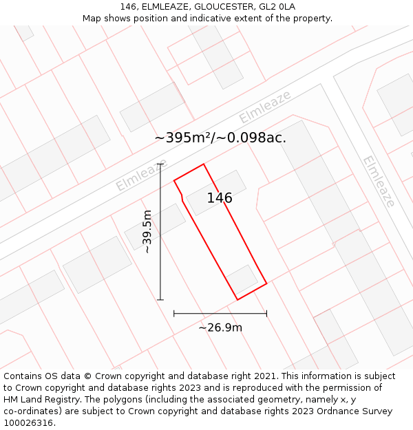 146, ELMLEAZE, GLOUCESTER, GL2 0LA: Plot and title map