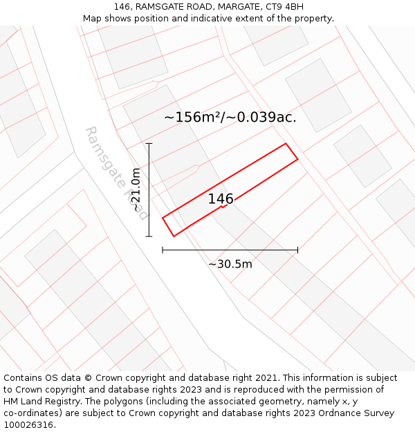 146, RAMSGATE ROAD, MARGATE, CT9 4BH: Plot and title map