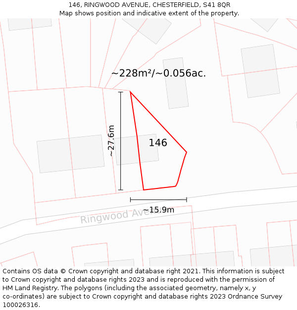 146, RINGWOOD AVENUE, CHESTERFIELD, S41 8QR: Plot and title map