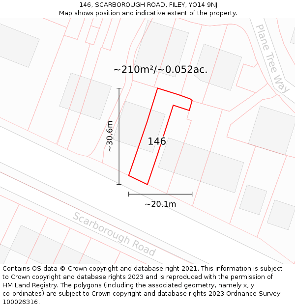 146, SCARBOROUGH ROAD, FILEY, YO14 9NJ: Plot and title map