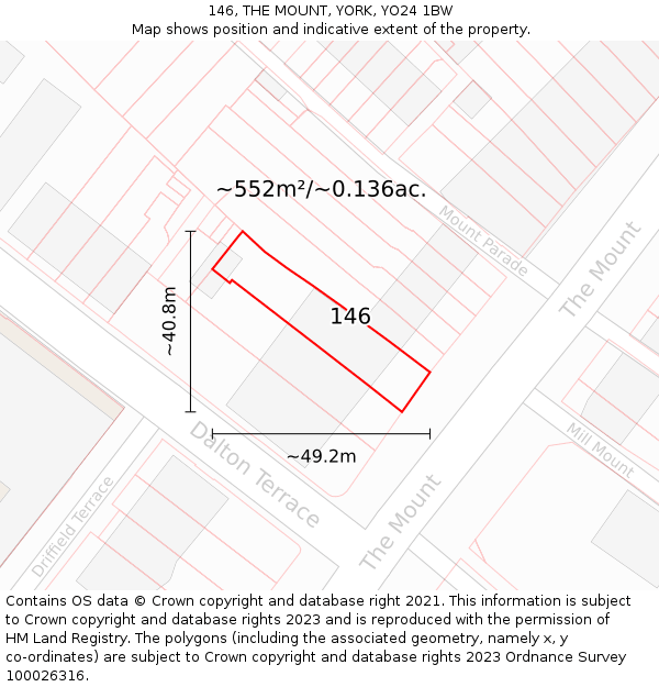 146, THE MOUNT, YORK, YO24 1BW: Plot and title map