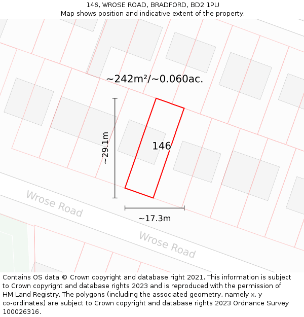 146, WROSE ROAD, BRADFORD, BD2 1PU: Plot and title map