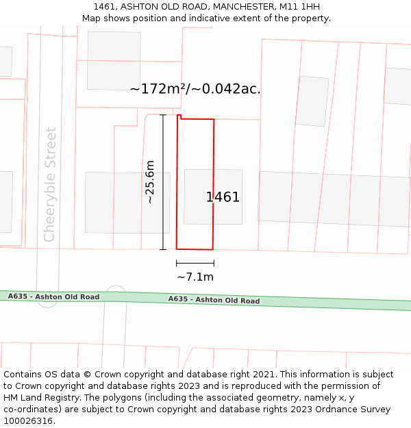 1461, ASHTON OLD ROAD, MANCHESTER, M11 1HH: Plot and title map