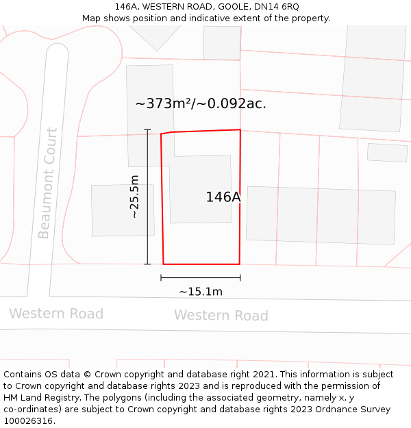 146A, WESTERN ROAD, GOOLE, DN14 6RQ: Plot and title map