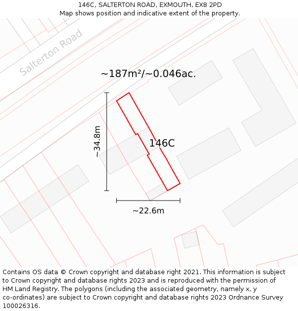 146C, SALTERTON ROAD, EXMOUTH, EX8 2PD: Plot and title map