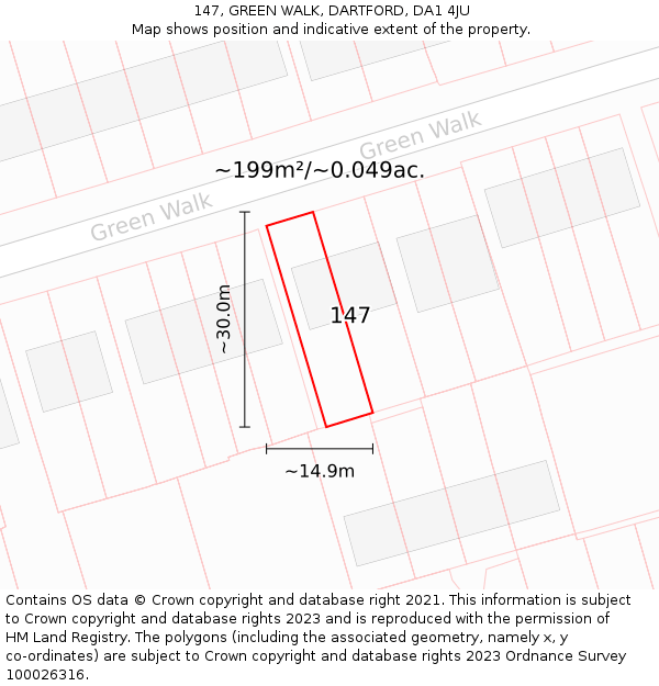 147, GREEN WALK, DARTFORD, DA1 4JU: Plot and title map