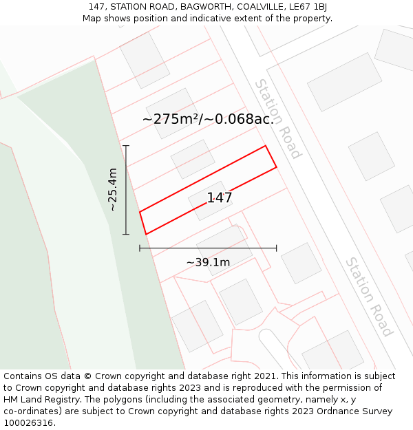 147, STATION ROAD, BAGWORTH, COALVILLE, LE67 1BJ: Plot and title map