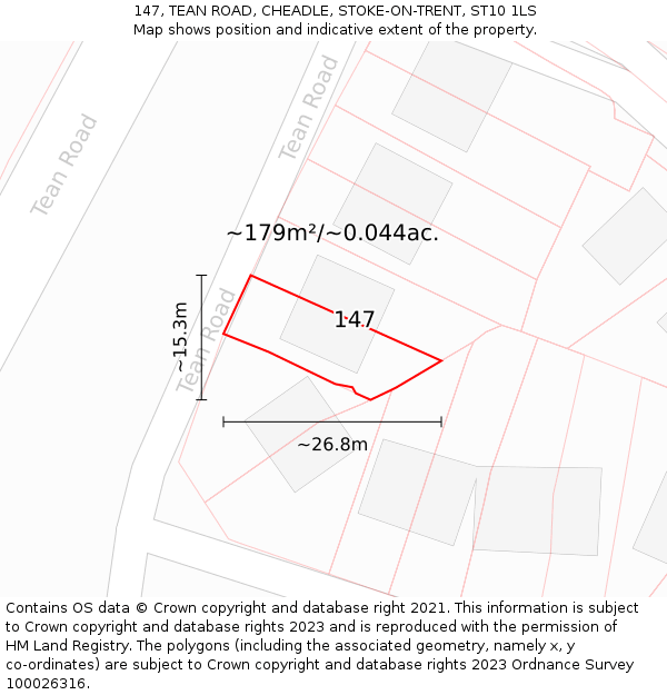 147, TEAN ROAD, CHEADLE, STOKE-ON-TRENT, ST10 1LS: Plot and title map