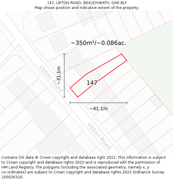 147, UPTON ROAD, BEXLEYHEATH, DA6 8LY: Plot and title map